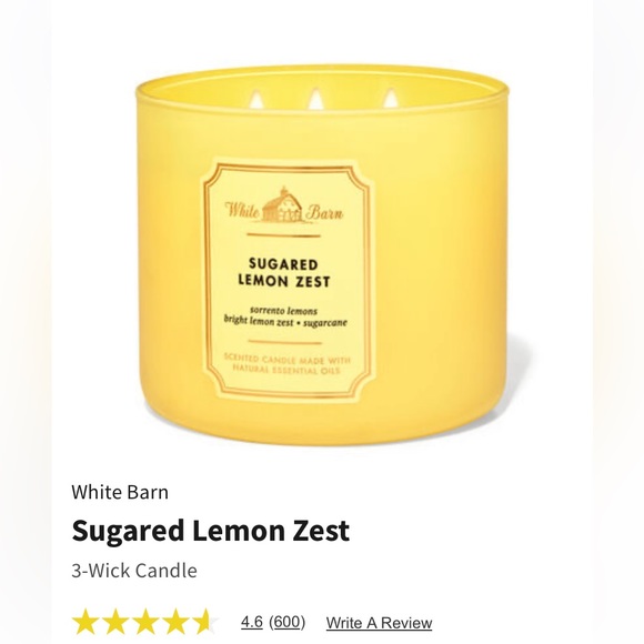 🍋SUGARED LEMON ZEST🍋 by BBW / WB, 3-Wick Scented Candle, 14.5 oz / 411 g, NWTag - Picture 2 of 5